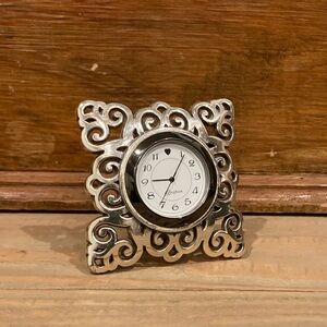 Vintage Silver Miniature Clock by Brighton